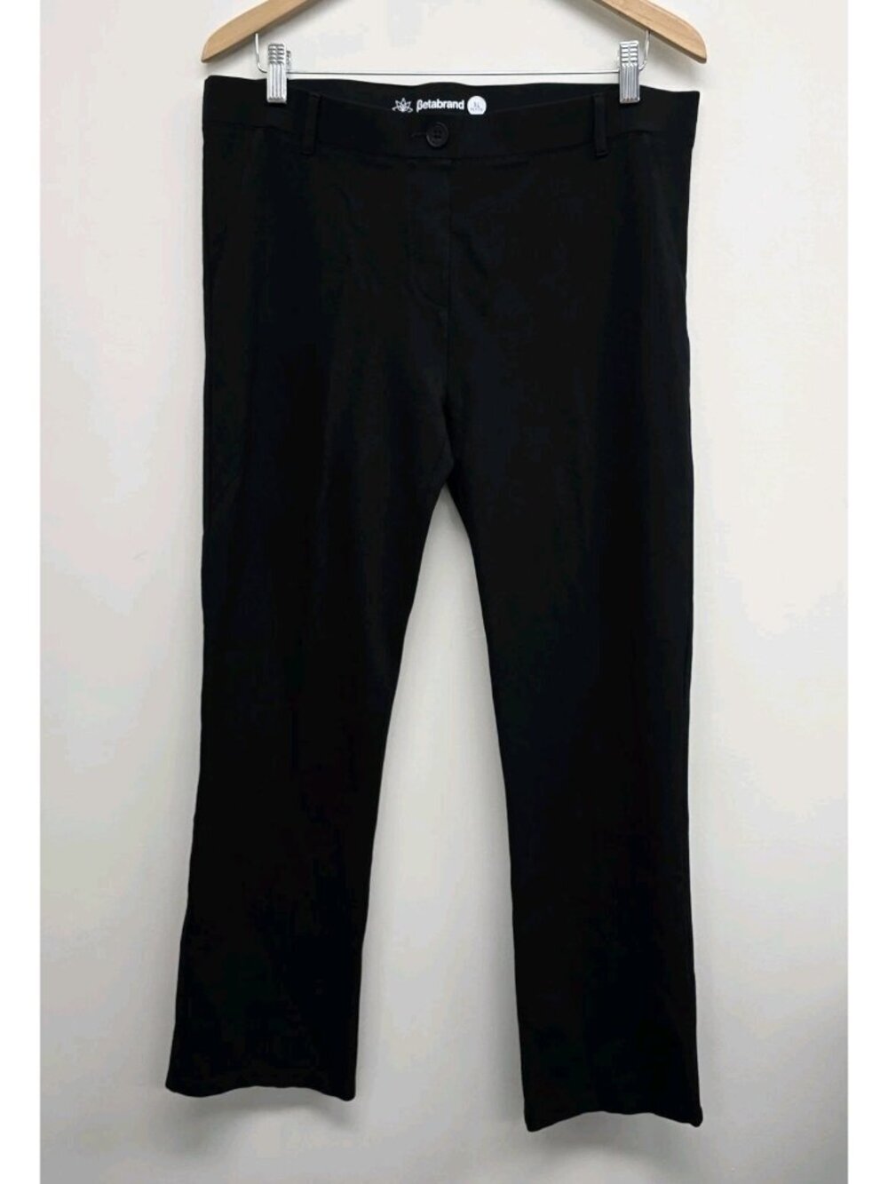 Betabrand Dress Yoga Pants Straight Leg Size XL Petite Ponte Knit Black W0076-BK